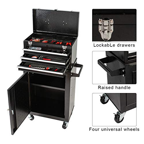 3Drawer Tool Chest Rolling Tool Box with Lockable Drawers and 4 Wheels