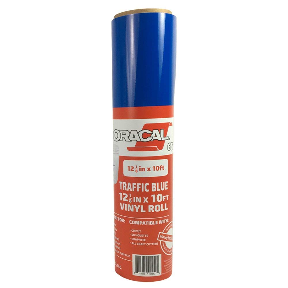 12.125" x 10ft Roll of Oracal 651 Traffic Blue Craft Vinyl - On a 2.5" Core - Adhesive Vinyl for Cricut, Silhouette, and Cameo Cutters - Gloss Finish - Outdoor and Permanent