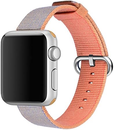 FACTEK for Apple Watch Band,Woven Nylon Strap Buckle Sports Watch Bands 42mm Gold blue