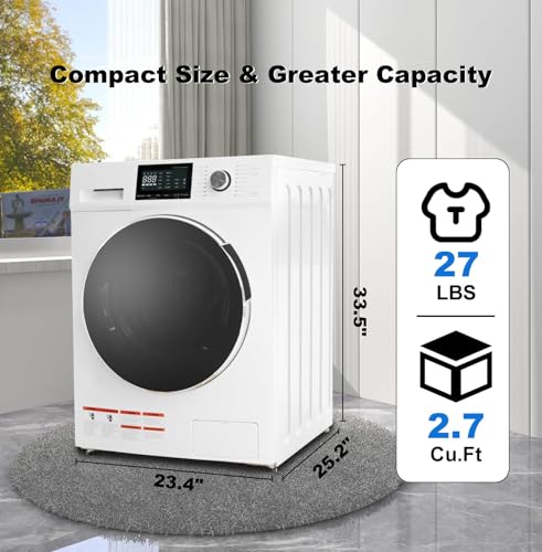 All-In-One Washer and Dryer Combo 2.7 cu.ft, 24 inch Ventless 2-In-1 Washing Machine And Dryer Compact For Apartment Home Dorm RV, 26.7 LBS Load Small Clothes Washer With 16 Laundry Program