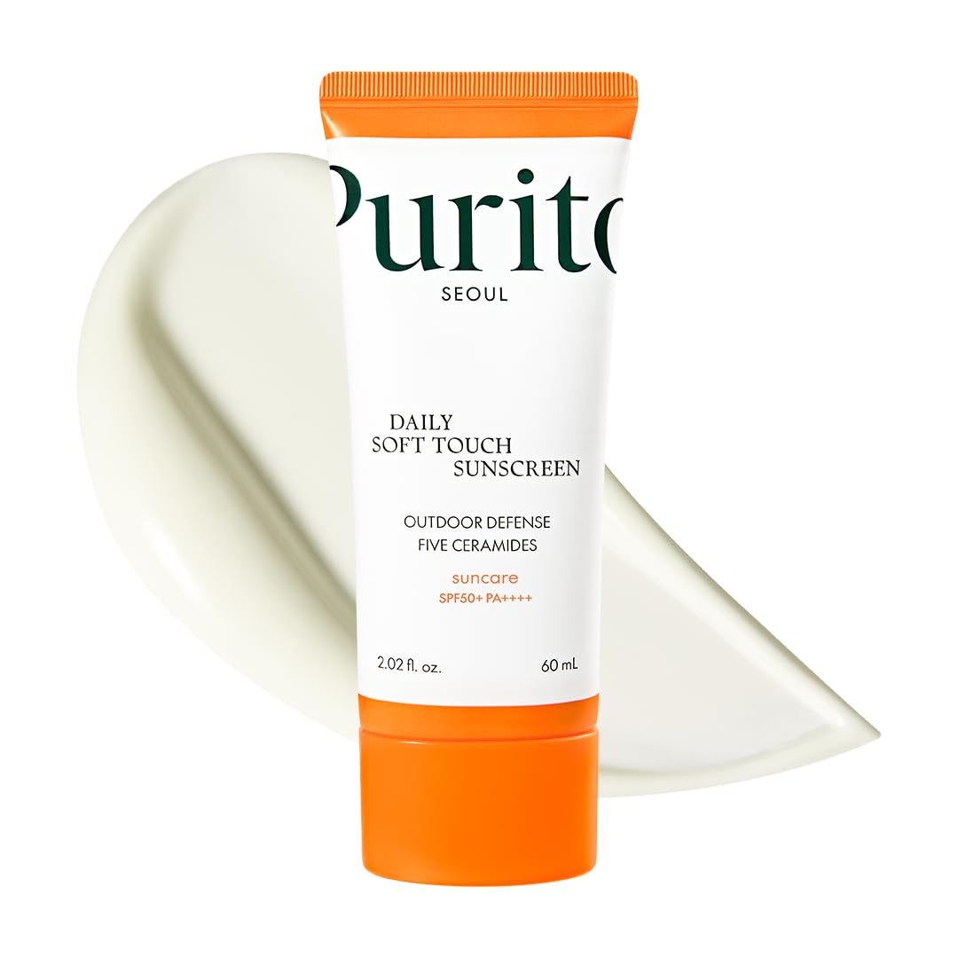 PURITO SEOUL Daily Soft Touch Sunscreen, 60ml, SPF50+ PA++++, Ceramides, Non White Cast, Water-Resistant UVA & UVB Protection, K-Beauty