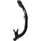 SEAC Reverse Dry Snorkel &ndash; Dry Top, Purge Valve &amp; Rotating Silicone Mouthpiece for Scuba Diving, Black/Black