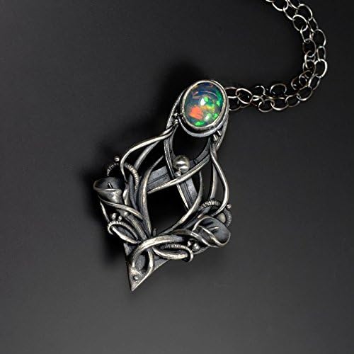 Kingdom In The Sky - Natural Fire Opal Fine Silver Calla Lilly Flower (Power) Pendant With a Touch Of Magic!