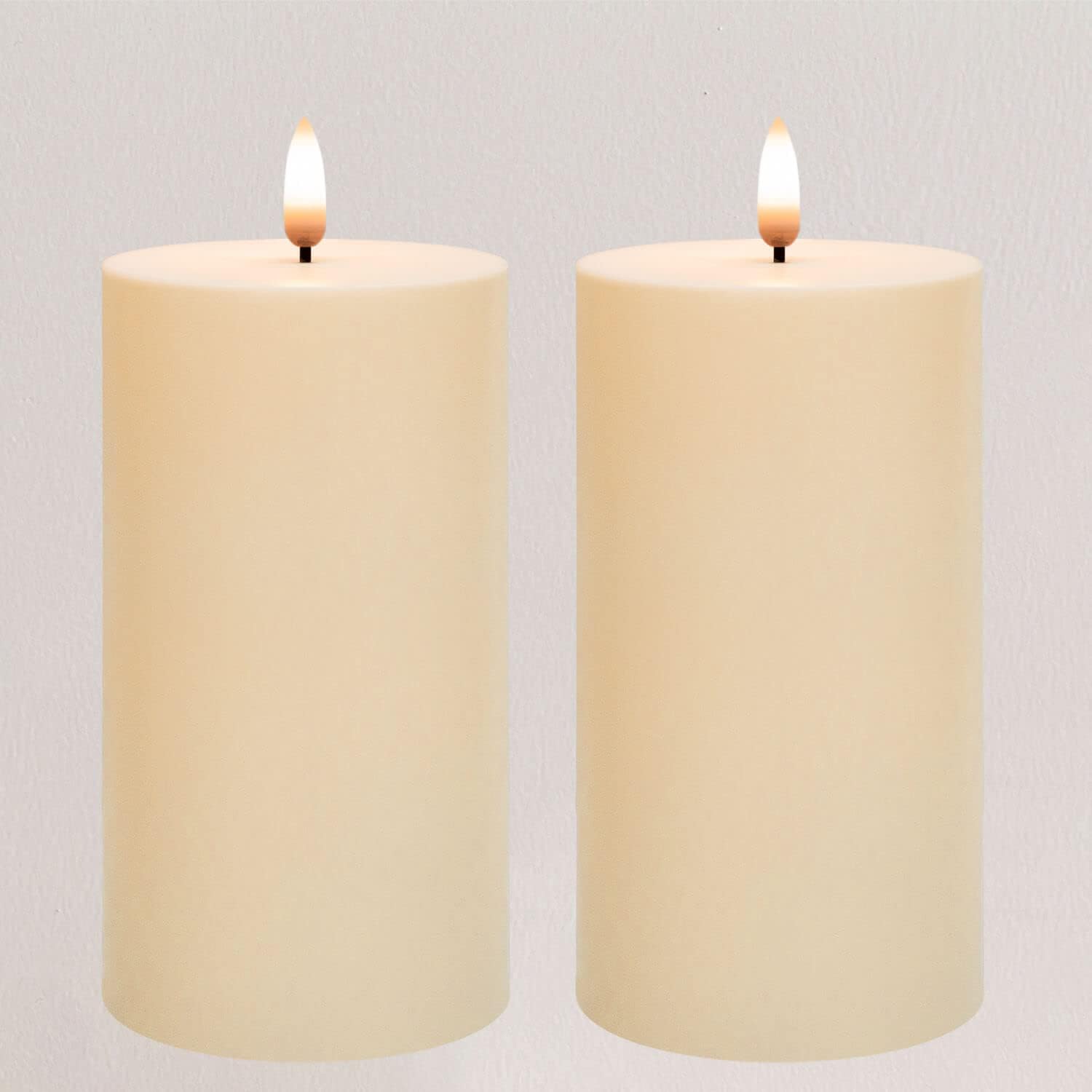 Photo 1 of ANGELLOONG Outdoor Flickering Flameless Candles with Timer, 2 Pack Waterproof Battery Operated Electric LED Candles for Wedding Party Home Decor, 3x6