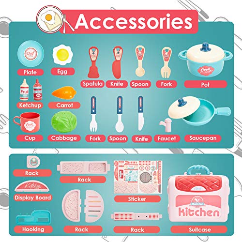 BUYGER 3 in 1 Küchenspielzeug Zubehör Kinderküche Spielküche Kinder Kochgeschirr Topfset Lebensmittel Rollenspiel… – Bild 6
