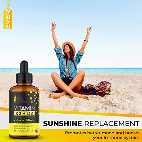 (2 Pack) Liquid Vitamin D3 with K2 Vitamin D3 Drops 10000 IU