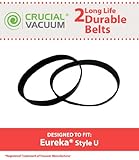 Eureka Style U Belt 2-Pack Fits Eureka Uprights, Whirlwind, Victory, Bravo, LiteSpeed, Compare To Part # 61120A ,61120B, 61120C and 61120D, Designed & Engineered By Crucial Vacuum
