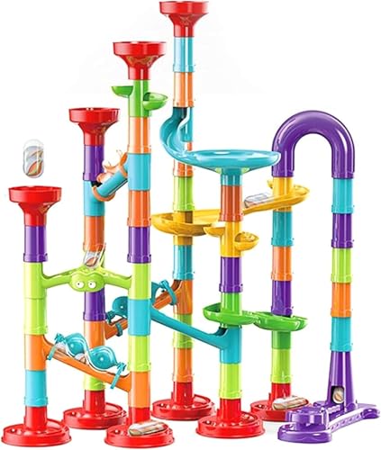 93Pcs Marble Run Set with 30 Glass Marbles Runs for Kids Girls Boys Toys Stem Maze Educational Race Game Birthday Gifts (LargeA)
