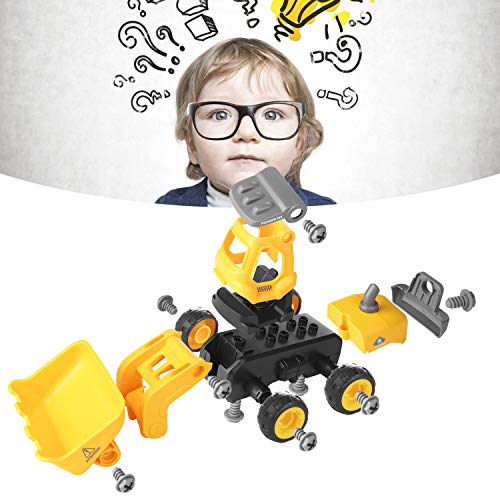 Separating Toys, Toy Trucks Assembling Toy Excavators and Building Vehicle Play Set with Screwdriver, Ideal Educational Toy for Toddlers, Boys & Girls Ages 3, 4, 5, And Up