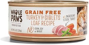 Whole Paws, Grain-Free Wet Cat Food, Turkey & Giblets Loaf Recipe, 5.5 Ounce