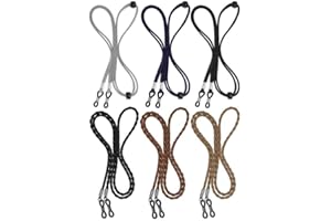 BILIONE 6 Pcs Eyeglasses Strap for Men & Women, Leather Eye Glasses Holders Around Neck, Dark Colors Glasses Chain