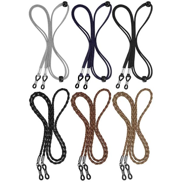 Onwon 3 Pack Adjustable Eyeglass Straps - PU Leather, 70cm Length, Black/Light Brown/Dark Brown, Fits All Glasses & Sunglasses