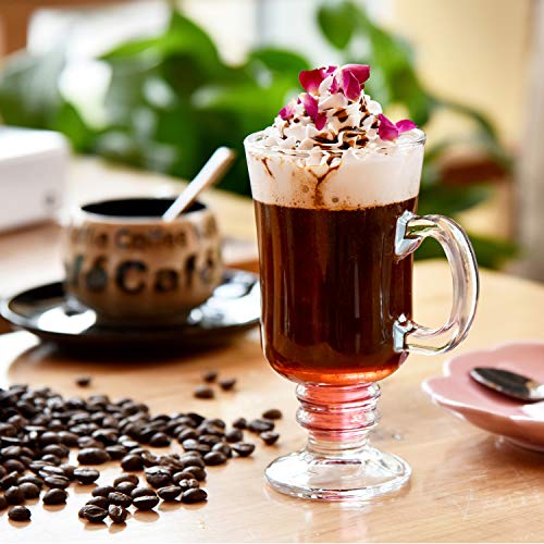8oz Coffee Mug,QAPPDA Glass Mugs With Handle,Clear Cups With Handle,Glass Cup Tea Cup Drinkware For Beer,Juice,Beverages,High Base Glass Latte Cups Cappuccino Mugs,Irish Coffee Mugs Set of 8 KTZB22 - Thumbnail 6