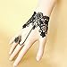 Udobuy®Gothic Retro Lace Slave Bracelet with Ring Wedding Wristband Black Flower Ring Bracelet