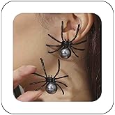 Vacaonio Gothic Pearl Spider Stud Earrings Halloween Spider Earrings Large Black Spider Stud Earrings Horror Spider Statement Earrings Exaggerated Spider Animal Earrings Jewelry for Women