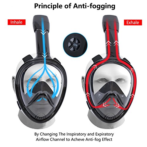 XYIYI Full Face Snorkel Mask Foldable, 180° Panoramic View Scuba Snorkeling Diving Mask with Detachable Camera Mount, Easy Breath Dry Top Set Anti-fog Anti-leak for Adults & Kids(L/XL)