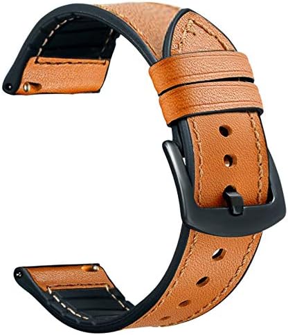 OTOPO Compatible Galaxy Watch 46mm Strap/Gear S3 Frontier Strap, 22mm Hybrid Sport Strap Vintage Leather Sweatproof Wrist Band for Samsung Galaxy Watch 46mm & Gear S3 Smartwatch (Brown)