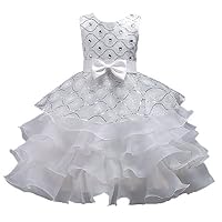 Toddler Girls Tutu Dress 2T Special Occasion 4T White Festival Graduation Holiday Knee Length Ivory Little Girls Dress Size 4 6X for Wedding Child Bridesmaid Sleeveless 4-5 Years White 110