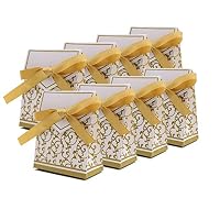 Xin store Wedding Party Favor Candy Boxes with Gold Ribbon, Pack of 100
