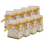 Xin store Wedding Party Favor Candy Boxes with Gold Ribbon, Pack of 100
