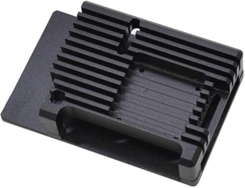 Casinlog para Raspberry Pi 4 Caja de Aleación de Aluminio CNC Cubierta protectora con Ventilador de Enfriamiento para RPI 4 Modelo B (Negro)