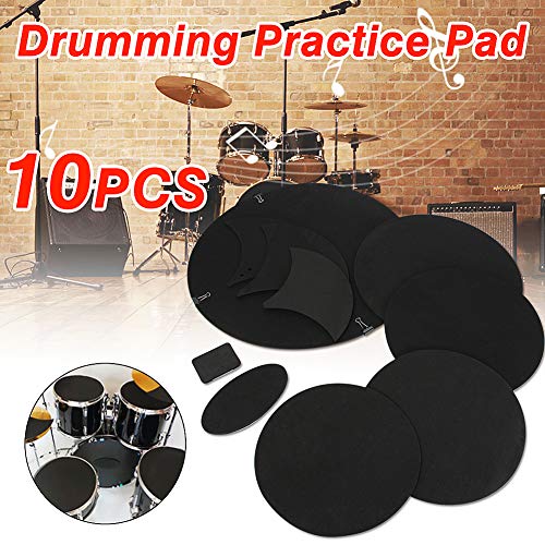 qInsSZm 10Pcs Bass Snare Drum Sound Off Quiet Mute Silencer Drumming Rubber Practical Pad Set - Thumbnail 3