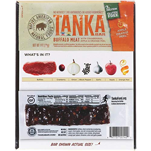 Bison Pemmican Meat Bars with Buffalo & Cranberries by Tanka, Gluten Free, Beef Jerky Alternative, Apple Orange Peel, 1 Oz, Pack of 12 - Thumbnail 2