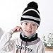 TGOOD Winter Hats for Kids,Children Knitted Hat with Mask,Scarf and Gloves 3-in-1 Set,Beanie Hats Lining Pom-Pom,Soft Warming Scarf and Gloves,Set Warming Lining for Kids Black
