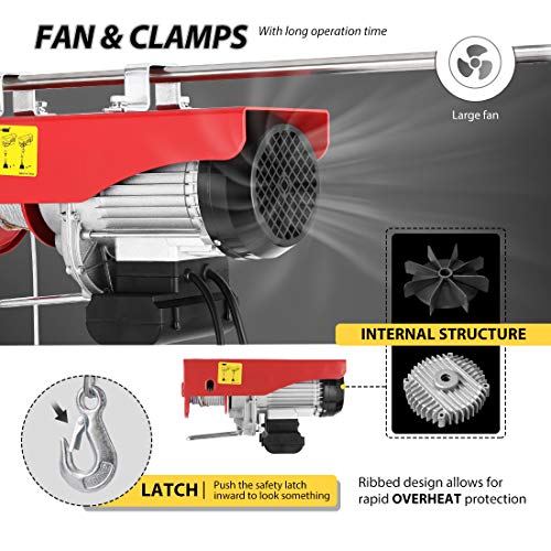VIVOHOME Electric Hoist, 110V 1320 Lbs Winch with Remote Control, Zinc-Plated Steel Wire Hoist for Garage, Warehouses, Factories 38ft Lifting Height with Emergency Stop Switch ETL Listed - Image 3