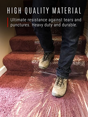 IPRIMIO Protective Film for Surface, Carpet and Paint Protection- 24" by 50 Feet clear sheet – Tear Resistant, 2mm Extra Thick and 50 Microns Thickness – Multipurpose indoor and outdoor use
