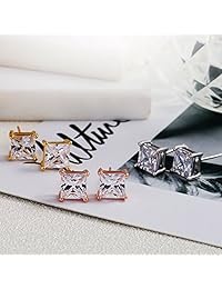 Sephla - Pendientes de tuerca de plata de ley 925 chapada en oro con circonita cúbica de 4 a 0.276 in, rosa amarillo oro blanco, el mejor regalo para mujeres y hombres