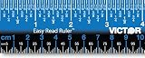 Victor EZ12PBL Plastic Dual Color 12 Easy Read Ruler with Inches, Centimeters and Millimeters Measurements, Blue/Black