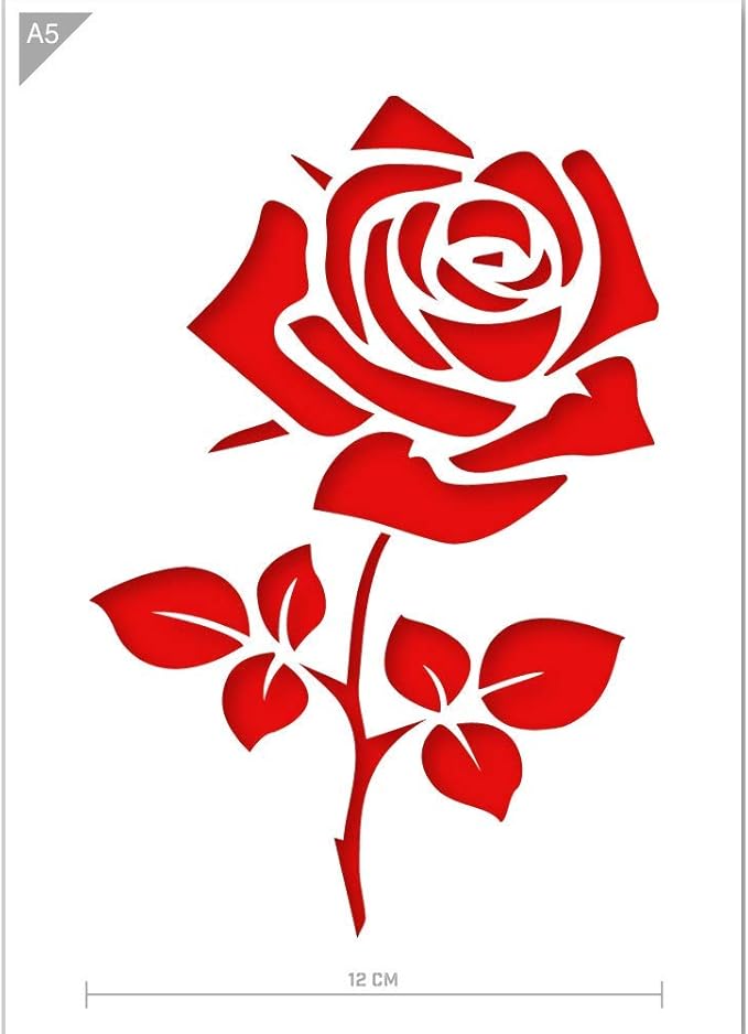 QBIX Stencil di rose Stencil di fiori Ramo di fiori Formato A5