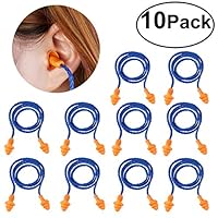 Foxnovo 10 Pairs of Soft Silicone Corded Ear Plugs Reusable Hearing Protection Earplugs (Blue)