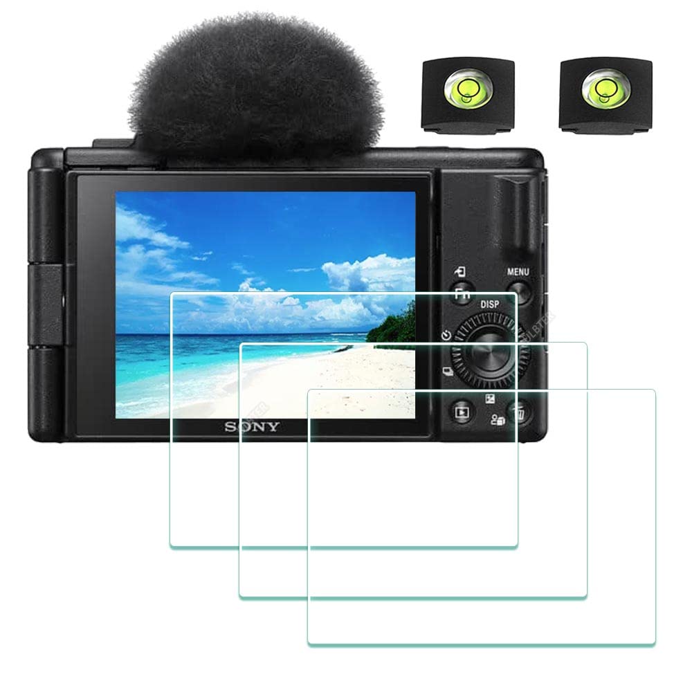 ULBTER Screen Protector for Sony ZV-1F ZV1F Vlog Camera & Hot Shoe Cover 0.3mm 9H Hardness Tempered Glass Cover Anti-Scrach Anti-Fingerprint Anti-Bubble [3+2 Pieces]