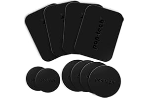 POP-TECH Metal Plate for Phone Magnet, 10 Pack Replacement Magnet Disc Magic Mount Plate with Adhesive Backing for Magnetic Car Holder Cradle Stand (Dashboard/Vent/CD Slot/Windshield)- Rectangle & Round Black