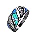 Junxin Top 10 KT Black Gold Plated Wave Ring,Women and Man Wedding Engagement Promise Rings,blue opal Cross rings to Show You Unlimited Beauty and Self confidence