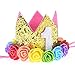 DreamLily Baby 1st Birthday Party Hat Gold Crown with Pink Hair Band BB03 (Rainbow Gold 1)