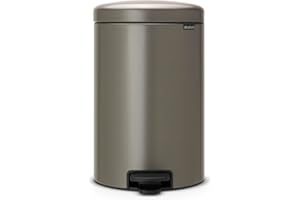 Brabantia New Icon Step Trash Can (5.3 Gal/Platinum) Soft Closing Kitchen Garbage/Recycling Can with Removable Bucket