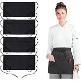 Avalon Kitchen Server Aprons with 3 Pockets, 100% Polyester Waist Apron with Pockets, 24x12 Inche Waitress Apron with Pockets