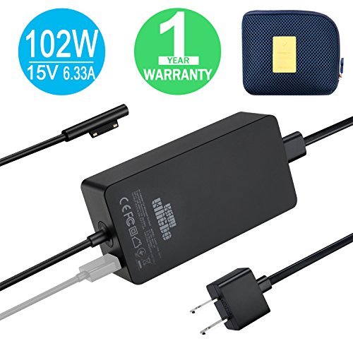 Surface Book 2 Charger,102W 15V 6.33A Power Supply for Microsoft Surface Book 2 Surface Book Surface Laptop Surface Pro 5 Surface Pro 4 Surface Pro 3 with 6.2ft Power Cord Including a carrying pouch