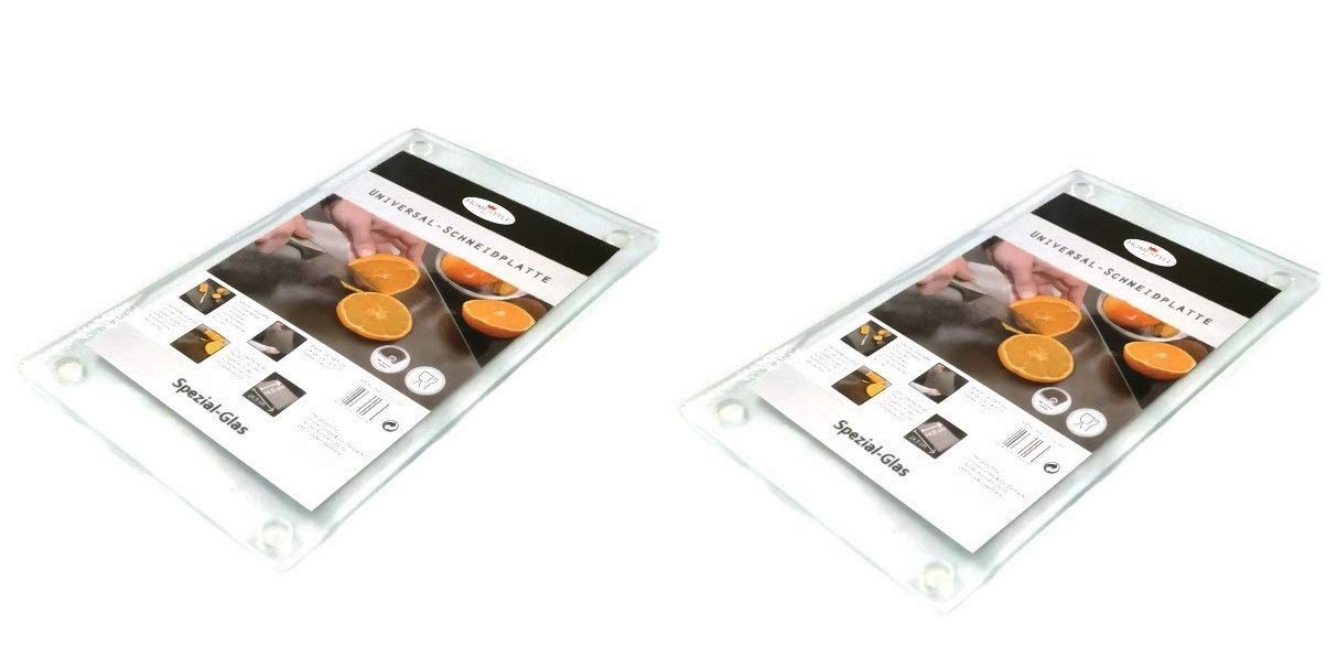 2x Tempered Glass Chopping Board with NonSlip Feet Kitchen Breakfast