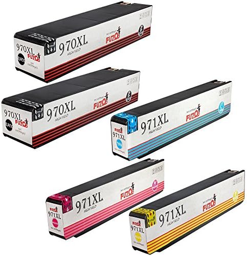 FUZOO High Yield 970XL 971XL compatible ink cartridge replacement for HP 970 971, (2 Black 1 Cyan 1 Magenta 1 Yellow), Used in HP Officejet Pro X576dw X476dw X476dn X551dw X451dn X451dw Printer