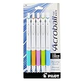 PILOT Acroball PureWhite Pen, 0.7 mm, Black Ink, Turquoise/Orange/Purple/Lime/Blue, 5/Pack (PIL31861)