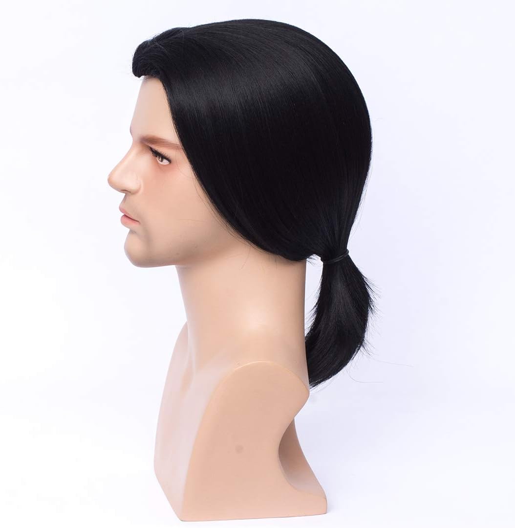 FVCENT Short Straight Black Vincent Vega Wig from Pulp Fiction Wigs with 1 Bolo Tie - Image 5