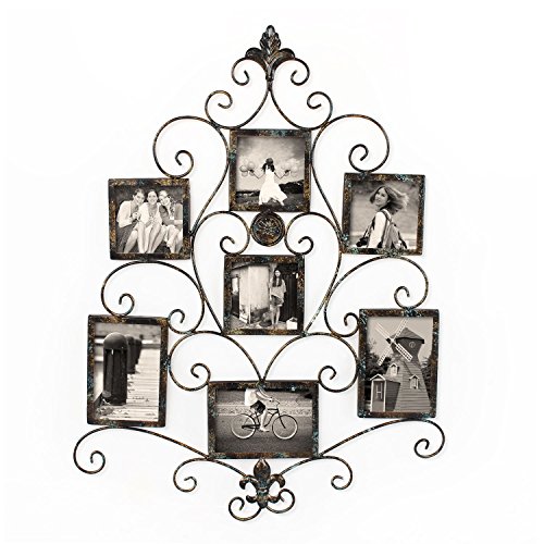 Adeco 7Opening Metal Photo Picture Collage Frame, Antique