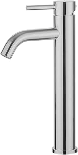 Ibergrif Tall Basin Mixer Tap Brushed Nickel Stainless Steel Single Lever view 1