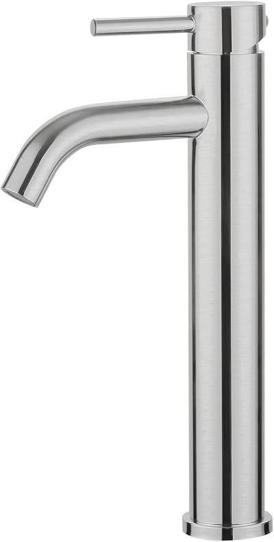 Ibergrif Tall Basin Mixer Tap Brushed Nickel Stainless Steel Single Lever