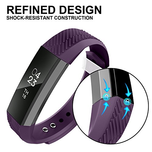 GreenInsync Compatible Fitbit Alta Bands,Replacement for Fitbit Alta Accessory Band Small for Fitbit Alta/Fitbit Alta HR/Fitbit Ace Wristbands with Metal Clasp and Ultrathin Fastener (Deep-Purple) - Thumbnail 2