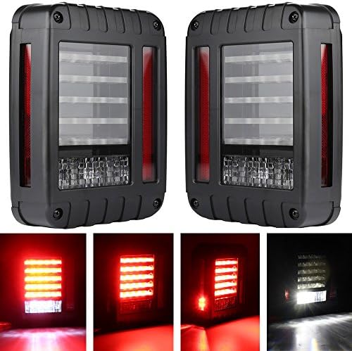 Aukmak LED Tail Lights Assembly for Jeep Wrangler JK 2007 - 2017 with Turn Signal Reverse Back Up Brake light (2pcs)
